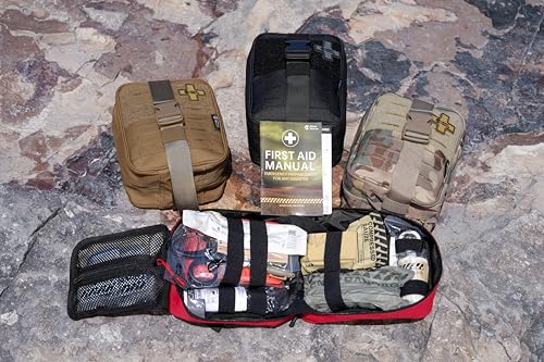 RHINO RESCUE IFAK Trauma Kit Standard with CAT Tourniquet Red | Military-Grade, Massive Bleeding Control, Tactical Molle Pouch, Professional First Aid Kit, HSA/FSA Approved - color: Red