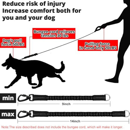 Rope Dog Leash 4 FT: Heavy Duty Leashes with Swivel Lockable Hook Reflective Threads Bungee and Padded Handle - Dog Lead for Large Small Medium Dogs Outside Walking Hiking Black - color: Black, size: 4ft*1/2''