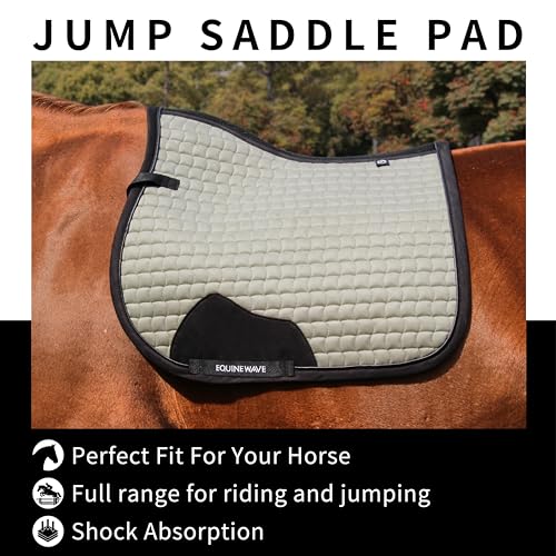 EQUINEWAVE Aria Soft Suede Jump Saddle Pad – Breathable Moisture-Wicking Lining, Shock-Absorbing Cushion, Contoured Spine, English All Purpose Saddle Pad - color: Champagne