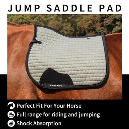 EQUINEWAVE Aria Soft Suede Jump Saddle Pad – Breathable Moisture-Wicking Lining, Shock-Absorbing Cushion, Contoured Spine, English All Purpose Saddle Pad - color: Champagne