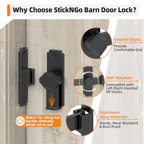 Sliding Barn Door Lock, 90 Degree Flip Security Gate Latch - color: Black-2 Pcs