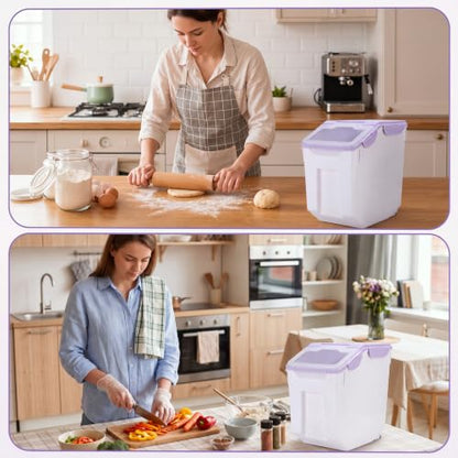 Sunnyray 4 Pcs 55 Lbs Rice Flour Storage Bins with Wheels, Purple - color: Purple, size: 55 lbs
