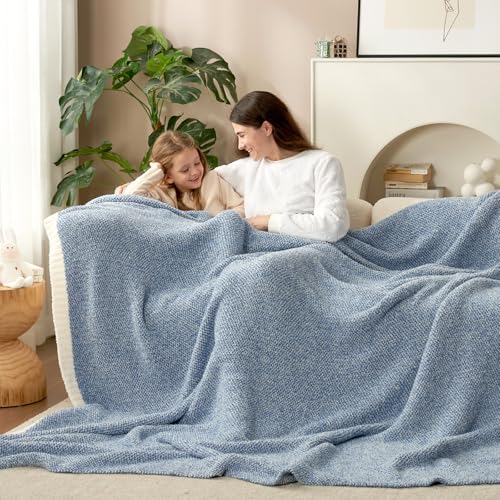 Snuggle Sac Heather Blue Bed Blanket Oversized Twin XL 66x90, Super Soft Warm Blankets for Bed, Living Room, Luxurious Microfiber Blanket Dupes, Heather Blue, 66x90 - color: Heather Blue, size: Twin-XL (66"x90")