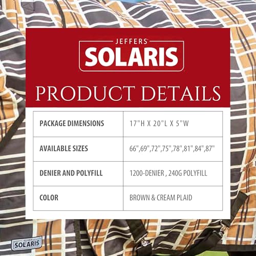 Jeffers Solaris 1200 Denier Turnout Blanket with Extended Neck Design - Brown & Cream Plaid 66" - Waterproof, Breathable Horse Blanket with 240g Polyfill, Ideal Protection for Winter, Medium Weight - size: 66"