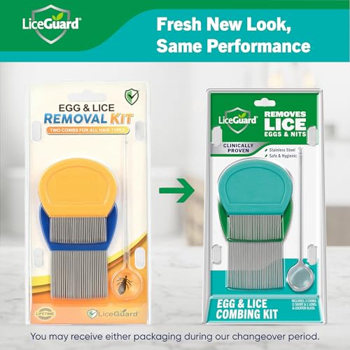 LiceGuard Lice Comb Kit, 2 x Stainless Steel Nit Combs, 1 x Magnifying Pick