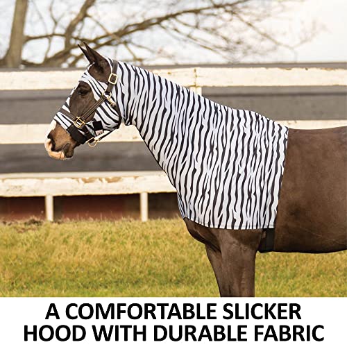 UltraFlex Limited Edition Zebra Horse Slicker Hoods | Durable & Breathable Summer Comfort | Oversized Eye Holes | Rub-Free | No-Snag Hook and Loop | Fly-Deterrent Design
