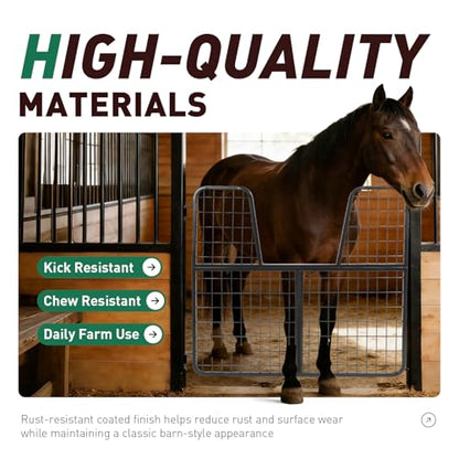 52" W x 50.5" H Horse Stall Gate for Livestock Enclosures Steel | Powder Coated Black