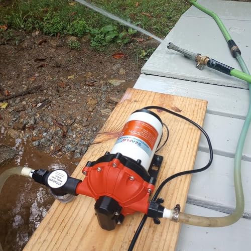 SEAFLO 55 Series 115V AC Automatic Demand Diaphragm Pump – 5.0 GPM, 60 PSI, 5-Chamber Self-Priming Water Pump w/Power Plug for Outlet, RV, Marine & Off-Grid Water Systems, 4-Year Warranty - style: 5.0 GPM | 115V