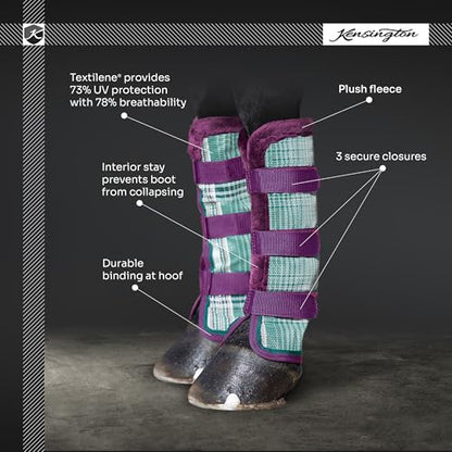 Kensington Protective Products Horse Fly Boots - Fleece Trimmed - Stay-Up Technology - Protection from Insect Bites and UV Rays - Sold in Pairs (2 Boots) - color: 500 - Desert Sand