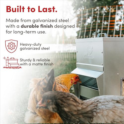 RentACoop Metal Trough Feeder, Gravity-fed 10lb Chicken Feeder - size: 10LB Capacity