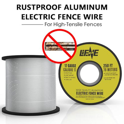 8 Pack 250 ft 17 Gauge Aluminum Electric Fence Wire for Garden Fence, Electric Fence, Chicken Wire Fence,High Conductivity and Durability