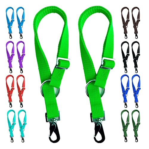 Majestic Ally Pack of 2 Horse Water Bucket Strap Hangers - Adjustable 18” to 30” length – for Indoor or Outdoor Use - color: Light Green