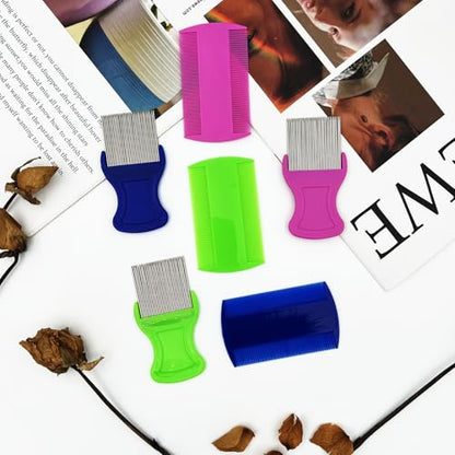 6-Piece Flea & Lice Comb Set for Pets, Double-Sided Grooming Combs for Cats, Dogs & Small Animals