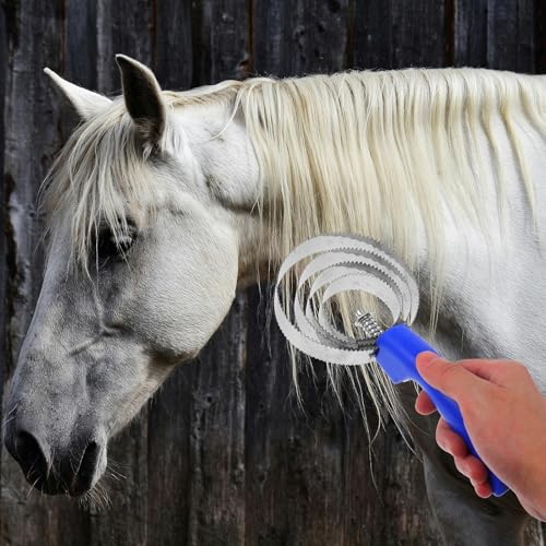 FAVOMOTO 2PCS Stainless Steel Curry Comb Horse Brush, Reversible Curry Comb Horse Grooming Supplies Shedding Brush for Livestock Cow Sheep Dog Goat (Random Color)