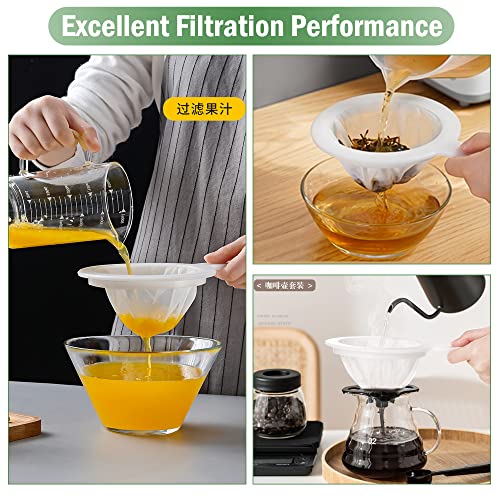 2PCS 450 Mesh Fine Mesh Filter with PP Material Non-Slip Anti-Scalding Handle Safe and Durable Sieve for Kitchen Tea Soy Milk Coffee Juice, 12.72x6.85x3.86 inch