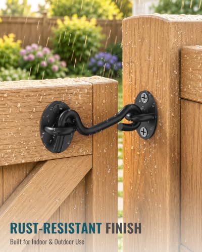 Barn Door Lock Latch Gate Latch Screen Sliding Door Hardware RV Accessaries | 2 Pack 4 Inch Hook and Eye Latch Stainless Steel Heavy Duty Cabin Hooks Door Latch for Wooden Fence Shed Door Window Cabinet