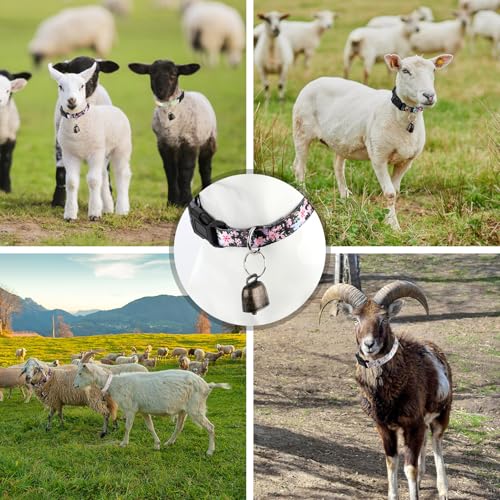 5 Pack Floral Goat Collars with Bells,Anti-Lost Pet Collarr - color: Floral+Groovy Pattern