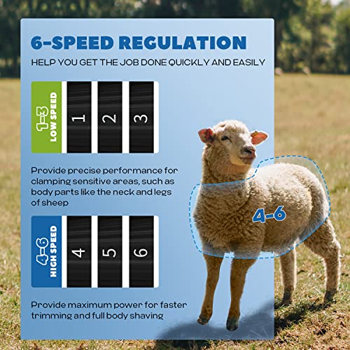 Sheep Shears Cordless 550W 2400RPM, 6 Speed & 2 Lithium Batteries