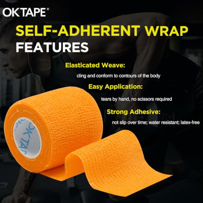 OK TAPE 12 Rolls Self Adhesive Bandage Wrap, Cohesive Elastic Athletic Tape - color: Spring, size: 2 Inch