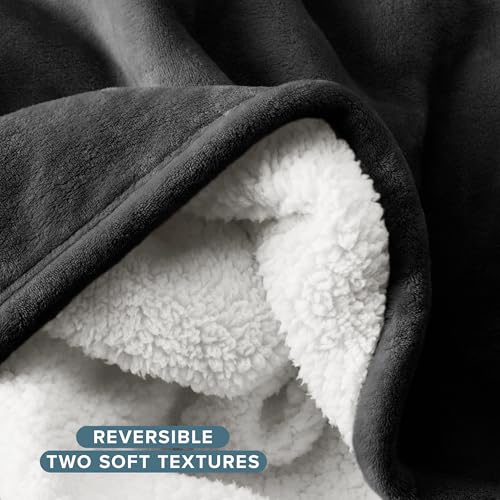 Bare Home Sherpa Fleece Blanket (Twin/Twin XL, Black) | Reversible Blanket for Bed, Sofa, and Couch, Warm & Lightweight, Fluffy & Soft - color: 02 - Black, size: Twin/Twin XL