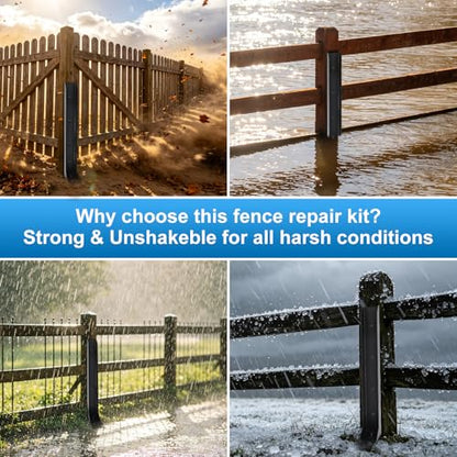 Fence Post Repair Kit, Fences Post Anchor Ground Stakes Heavy Duty, for Repair Tilted and Broken Wood Support, Hardware Included 4 Pack
