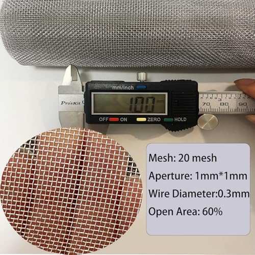 Stainless Steel Wire Mesh Screen,15.7 X 47 in, 20 Mesh Metal Window Screen | Heavy duty rust-resistant mesh — sturdy and easy to cut, for attic vents, filtration, garden, cage, window and DIY 1mm Hole - size: 15.7" x 47"
