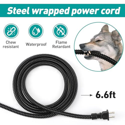 3.2L Heated Water Bowl for Outdoor Dogs Cats - 30W Thermostatic Control Heating Pet Bowl with 6.6Ft Bite-Proof Cord for Winter Chickens - size: 3.2L