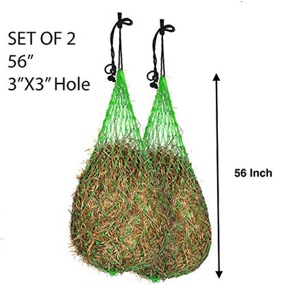 Majestic Ally Hay Net, Set of 2, Length - 54”, Holes 3"x3" for Horses - color: Light Green