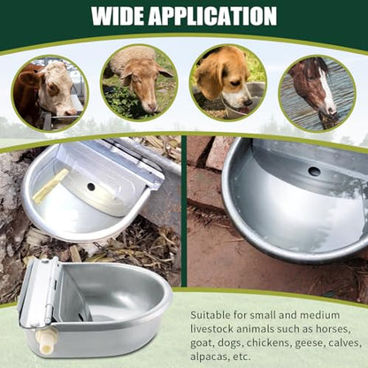 Automatic Water Dispenser for Dogs & Livestock with Drainage Hole | 304 Stainless Steel, Outdoor Dog Bowl, Horse & Goat Waterer, Drinking Water Bowl with Float Valve