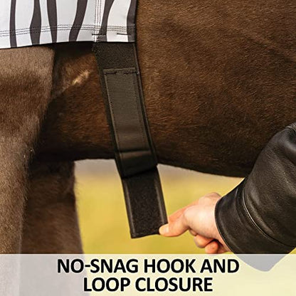 UltraFlex Limited Edition Zebra Horse Slicker Hoods | Durable & Breathable Summer Comfort | Oversized Eye Holes | Rub-Free | No-Snag Hook and Loop | Fly-Deterrent Design