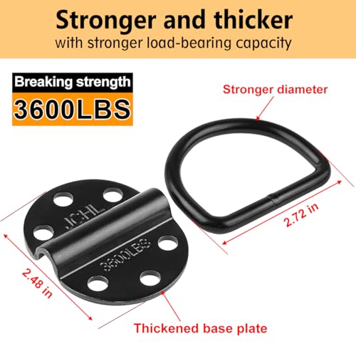 D-Rings Tie Downs Anchors Heavy Duty Steel 3600 Pound Capacity Lashing Rings for Loads on Trailers Trucks RV Campers Vans ATV SUV Boats Tie Down Ring with Screws&Bolts (10-Packs) - color: 10-Pack