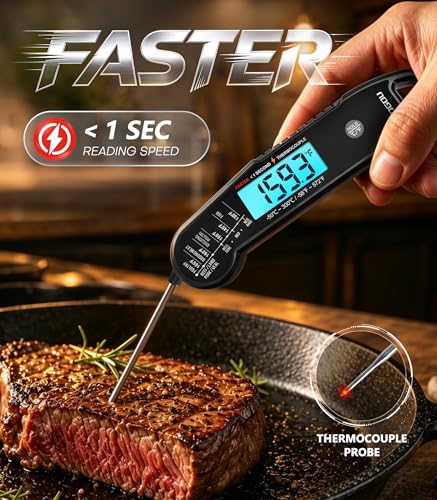 Atogou Professional Meat Thermometer Digital, <1 Sec Instant Read, Black - color: Black