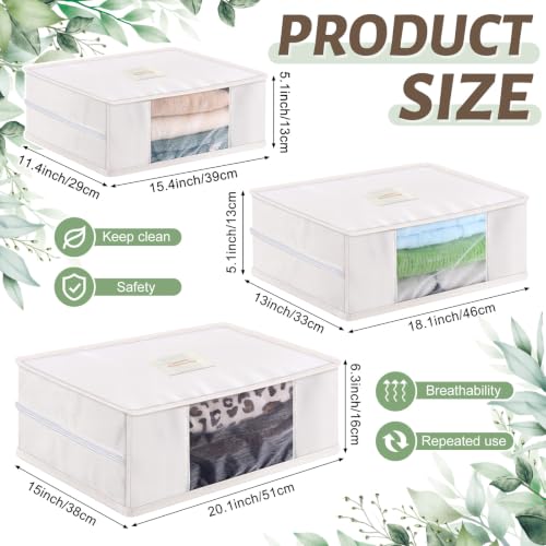 DERTE 3 Pcs Cashmere Sweater Storage Bags Organic Cotton Clothes