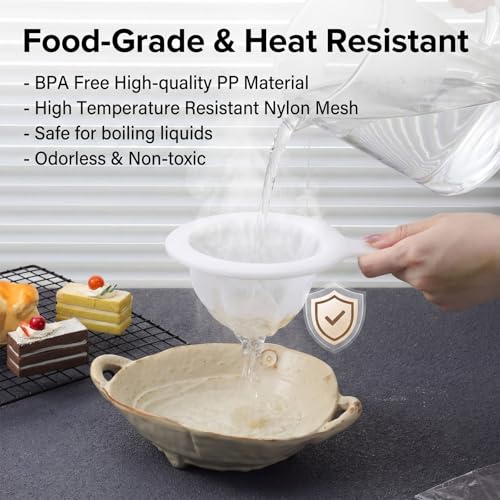 2 Pcs Fine Nylon Mesh Strainer, 100+200 Mesh Ultra Mesh Sieve Mini Kitchen Colander Food Yogurt Mesh Sieve for Filtering Yogurt Juice Milk Honey Coffee Flour