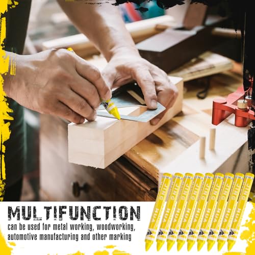 MotiMind 60 Pcs Industrial Lumber Crayons Bulk Wax Tire Marker Construction Marker for Craft Detailed Marking on Lumber Metal Carton Ceramics Concrete Glass Plastic 4.45" x 0.43" (Yellow) - color: Yellow