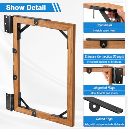 2 Sets Anti Sag Gate Kit Gate Hardware Heavy Duty Fence Gate Kit No Sag Corner Brace Bracket for Wooden Fence with Self-Locking Gate Latch - size: 2 Sets