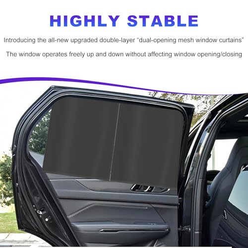 2 PCS Car Window Shades, Magnetic Double Layer Auto Back Side Window Sunshade Privacy Curtain, Full Cover/Half Shade Back Windows Sun Protection Cover for Car Truck SUV - color: Rear Window