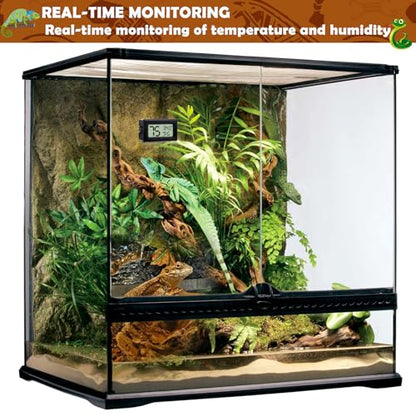 Reptile Thermometer and Humidity Gauge,2PCS Digital Hygrometer Adhesive Reptile Terrarium Hydrometer,Bearded Dragon Tank Accessories,Pet Humidity Meter Supplies for Leopard Crested Gecko,Snake,Lizard - size: 2PCS Rectangular