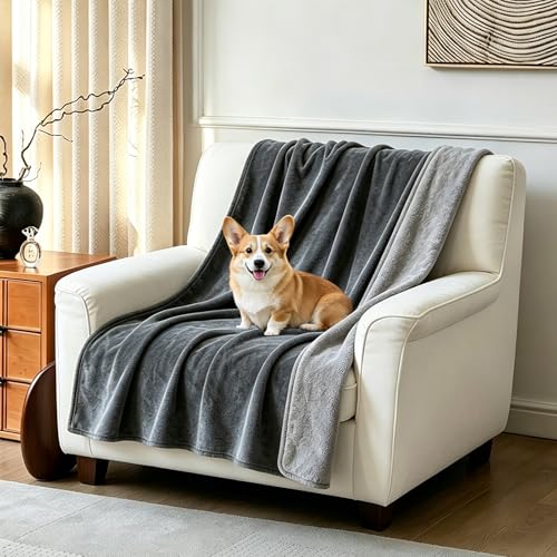 Waterproof Blanket for Bed Sofa, 60"x40" Leakproof, Slate Grey/Cool Grey | Scratch-Resistant Leakproof Pet Throw Blanket Machine Washable Reversible - color: Slate Grey/Cool Grey, size: 60x40 in