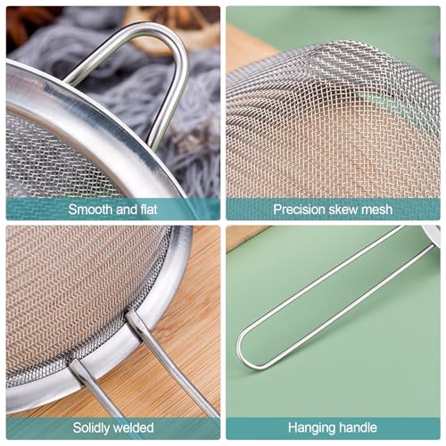 2 Pack Fine Mesh Strainer, Small Stainless Steel Sieves with Handles, for Steeping Loose Leaf Tea, Straining Cocktail, Juice and Sifting Flour, Powdered Sugar (2pcs-Conical) - color: 2pcs-Conical