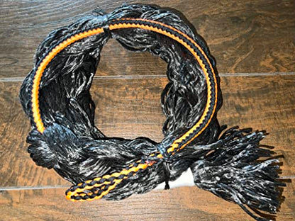 EPT Bull Ropes Adult Saddle Bronc Rein Extra Soft Orange & Black Cord on Black Poly 6'
