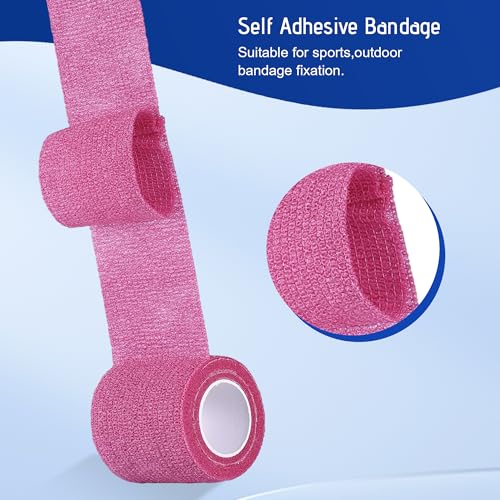 12 Pack Self Adhesive Bandage Wrap 2 Inch X 5 Yards Athletic Tape, Elastic Self Adherent for Ankle, Wrist (Colorful) - color: 12 Color