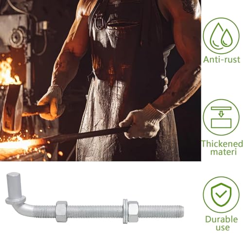 4Pcs 8inch J-Bolt Post Gate Hinge, Heavy Duty J-Bolt Gate Hinge with 5/8" Male Hinge Pin for Farm Gate Hardware, Gate Hinges for Metal Gates Nuts & Washers Included