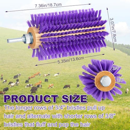 Willinglong 2 Pcs Livestock Drill Scratch Brush 5.35" Horse Cattle Grooming