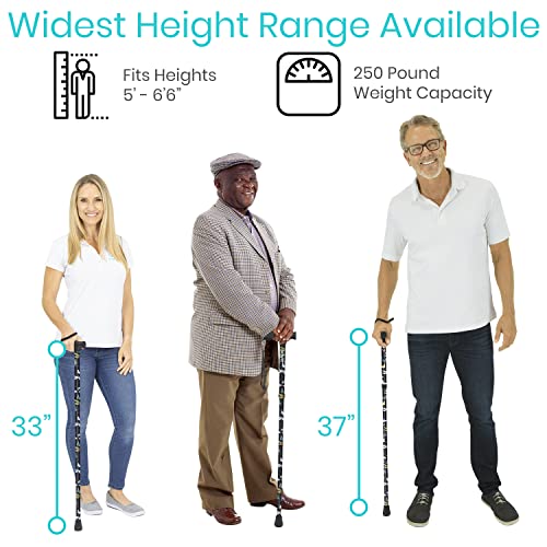 Vive Folding Cane - Foldable Walking for Men, Women Fold-up & Collapsible - color: Black Butterfly