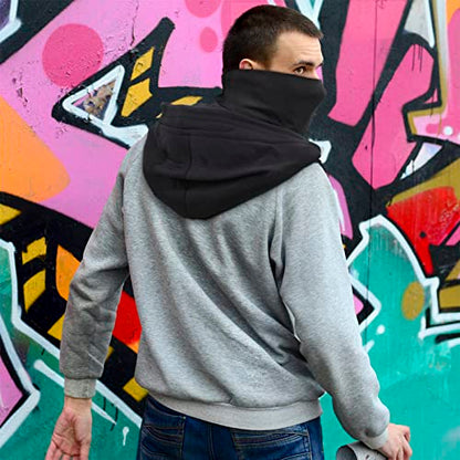 Rogue Punk Neck Warmer Hooded Cape Hat With Mask | Breathable Face & Neck Gaiter | Cowl Hood Scarf For Outdoor & Cosplay