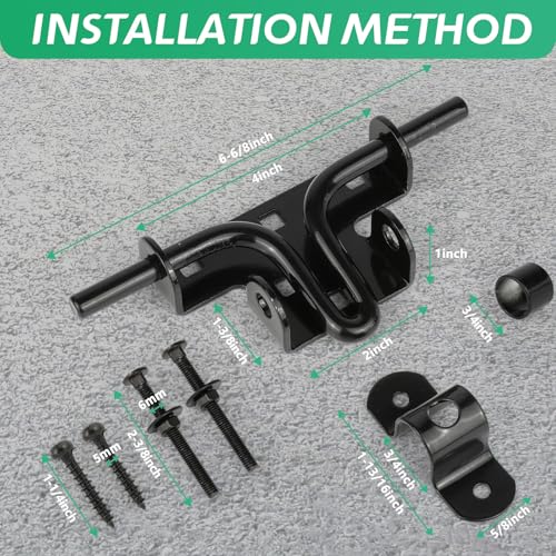 Heavy Duty Slide Bolt Gate Latch for Wooden Fence Door Lock with Padlock Hole,Solid Hardware Thickened Metal Sliding Bolt Door Locks Gate Latches for Shed Door,Wooden Fences,Barn Doors,Yard