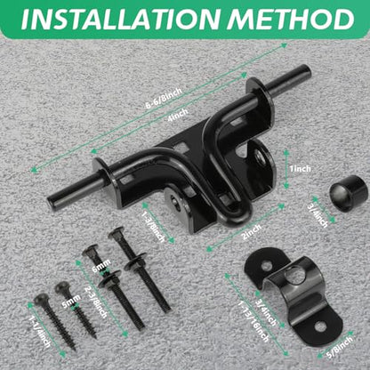 Heavy Duty Slide Bolt Gate Latch for Wooden Fence Door Lock with Padlock Hole,Solid Hardware Thickened Metal Sliding Bolt Door Locks Gate Latches for Shed Door,Wooden Fences,Barn Doors,Yard