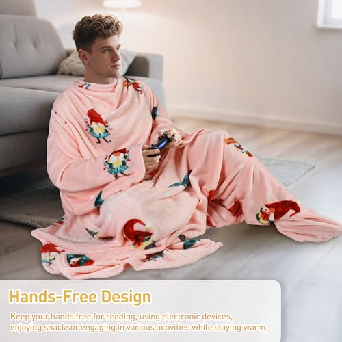 Catalonia Wearable Blanket with Sleeves & Foot Pocket for Adults - color: Christmas Dwarfs, size: Fleece