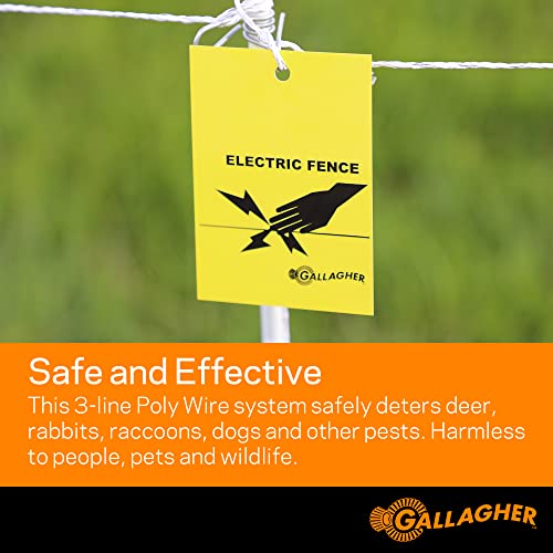 Gallagher Garden & Backyard Pet Protection Kit | Solar Electric Fence Kit for Deer, Rabbits, and Pets | 48in Posts with Polywire | Powers 200ft | Lithium Solar Energizer | Reliable Garden Protection